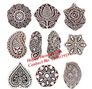 インドの手の彫刻木製baren/モチーフ印刷ブロック芸術デザインサリーボーダー/絵画