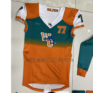 Nuevo diseño Oferta Paquete Uniformes de fútbol americano Corto Totalmente sublimado Alta calidad Secado rápido Transpirable Oferta caliente Desgaste - Product Image 6