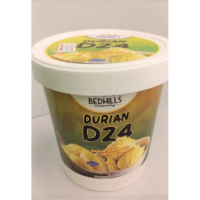 좋은 품질 Musang 왕 두리안 아이스크림 병 Bedhills Creamery 100% 원래 두리안 만든 인공 색상 추가