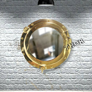 Miroir de marin en laiton poli, 5 pièces, 11 ", miroir rond, fenêtre, pour bateau, miroir de maquillage - Product Image 6