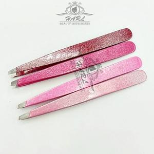Juego de Pinzas para Cejas de Acero Inoxidable Hechas a Medida Profesionalmente, Buen Clip Plano Inclinado, Empaque Personalizado, Múltiples Colores Rosa - Product Image 1