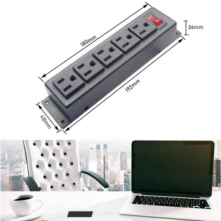 Power Outlet Rocker 110V Wall Mounted Furniture Recessed Power Strip Socket