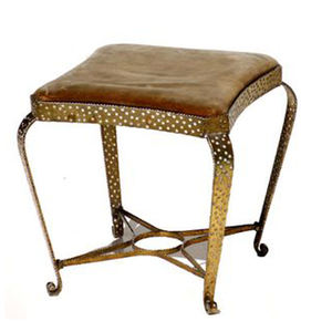 Tabouret de pieds de cabriole rembourré de style royal meubles de salon décoratifs tabouret en laiton massif meubles de salon - Product Image 1