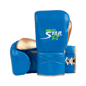 Guantes de Boxeo Deportivos Color Azul Dorado para Adultos, de Entrenamiento, Color Sólido, Cuero Sintético de Alta Calidad, Personalizables - Product Image 4