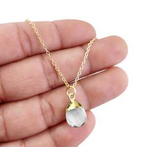 สร้อยคอจี้รูปหยดน้ำชุบอัญมณี, สร้อยคอประดับอัญมณี - Product Image 4