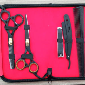 Kit completo de peluquero con tijeras de acero inoxidable para el cabello, maquinilla de afeitar, tijera de adelgazamiento, herramienta de corte de uñas - Product Image 1