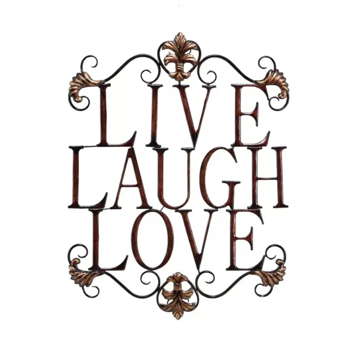 ป้ายเหล็กติดผนัง "Live Laugh Love",เหรียญสำหรับตกแต่งภายในที่หายากส่วนบุคคลศิลปะติดผนังทำจากโลหะราคาถูก