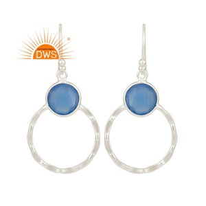 Pendientes de Calcedonia azul, joyería de piedras preciosas para niñas, venta al por mayor, Pendientes colgantes de plata 925 para mujer, regalo para ella - Product Image 1