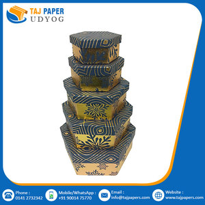 Caja de embalaje para regalo de San Valentín, de 63,5x38x13mm, de papel hecho a mano con estampado personalizado de color azul dorado, venta al por mayor - Product Image 4