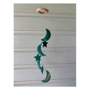 Carillon à vent de Noël de haute qualité en agate verte, tranches d'agate géode, demi-lune, étoile, tranches d'agate colorées, décoration d'intérieur - Product Image 6