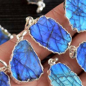 Colgante de jade para hombre, labradorita de atardecer, acero inoxidable, hip hop, botella de vidrio electrochapado, colgante de corte de diamante - Product Image 3