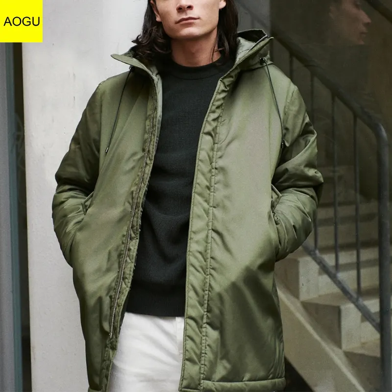Waterproof Windbreaker Parka Jacket Plus Size Men's Jacket Coats Stand Adults Solid Long Oversize Outdoor Custom Winter Green