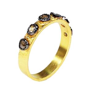 Handcrafted Sterling Silver 925 Gold Plated Natural & <b>Pure</b> Diamond Rings Bands - Product Image 2