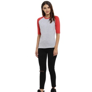 Chemises prix de gros meilleure qualité dames t-shirts à manches courtes raglan femmes T-Shirt uni coton Logo mode t-shirts - Product Image 4