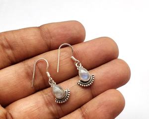 Wholesale 925 Silver Gemstone Earrings for <b>Teenage</b> Girls Natural Moonstone Dangle Drop Fashion Jewelry - Product Image 3