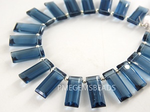 London Blue HydroGlass Rectangle à facettes 18X7MM perle en vrac à la main Briolette Baguette paire taille pierres précieuses perles de verre en pierre - Product Image 5