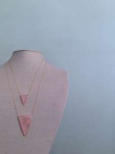 Collier en argent Sterling 92.5 de 18 pouces de Long en Quartz Rose naturel en forme de Triangle lisse, fabrication de pierres précieuses - Product Image 4