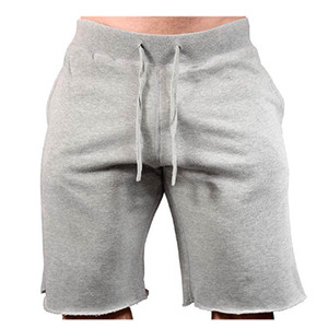 Men's Gray Cotton Bermuda Shorts Drawstring Waist Casual Sweat shorts Solid Color Knitted Fabric Breathable Design - Product Image 1
