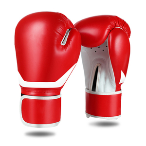 Red PU Leather Boxing <b>Gloves</b> Training Lace-<b>up</b> Breathable Adult 14 Years & <b>Up</b> - Product Image 1