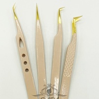 Pince à épiler professionnelle pour extensions de cils, couleur nude, avec logo personnalisé, vente en gros, kit de haute qualité, marque privée