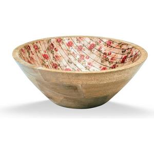 Bol à salade de fruits imprimé en émail Design de feuille Bol en bois moderne de service arrondi décoratif en bois le plus vendu - Product Image 4