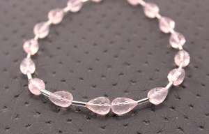 Cuentas de Briolette con forma de lágrima, 21 unidades, pequeñas y facetadas, piedras preciosas naturales de cuarzo rosa para pulsera, collar, joyería - Product Image 6