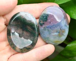 หินมอสอาเกตธรรมชาติเคลือบมอสสไตล์มอสขัดเงาด้วยเทคนิคฮวงจุ้ยและความรักในการรักษาจักระ - Product Image 3