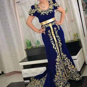 LONG TRAIL STUNNING WORK CAFTAN DRESS EMBROIDERY OF DABKA, CRYSTAL GLASS BEADS,GLASS STONE WORK FOR PARTY-WEAR @ 2022 - Product Image 1