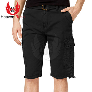 Pantalones cortos Cargo negros de algodón 100% más vendidos para adultos Ropa de calle atractiva para exteriores con bolsillos con cordón de alta calidad Largo - Product Image 6