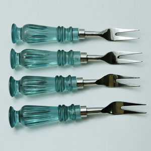 Ensemble de 4 fourchettes de table en acier inoxydable avec manche transparent en acrylique - Product Image 3