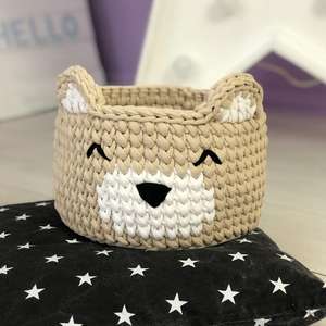<b>Knitted</b> Bear <b>Storage</b> Basket for Home Organization - Product Image 1