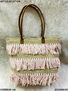Bolso de Mano Exclusivo de Diseño en Yute y Algodón |   Bolsos de Yute y Algodón Tejido a Mano Multicolor para Mujer, Uso Diario/Oficina - Product Image 5