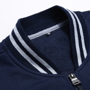 Wholesale Men's Woven Stand Collar Zipper Closure <b>Wool</b> Bomber Jacket Winter Solid Color Casual Eco-Friendly Breathable Front OEM - Product Image 2
