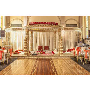 Mandap de mariage décoratif en fibre dorée, Mandap de mariage asiatique sculpté en fibre dorée, Ensemble de Mandap de mariage traditionnel Rajwada CALIFORNIA - Product Image 1