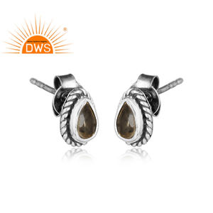 Ethnic Look 925 Silver Girls Stud <b>Earrings</b> Supplier Oxidized Natural Shiny <b>Citrine</b> Gemstone <b>Earrings</b> Jewelry Manufacturer - Product Image 2