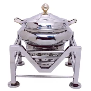 Edelstahl Chafing Dish Buffet Set mit Deckel und Messing knopf Runde Food Warming Dish für Partys Abendessen und Catering