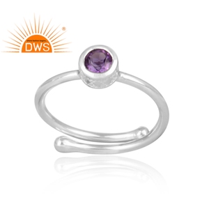 Bague en pierre d'améthyste violette naturelle, 925 en argent Sterling, bijou fait à la main, de styliste, pour filles - Product Image 2