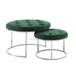 Blaise-mesa de centro otomana, marco redondo de Metal pulido - Product Image 1