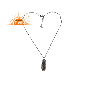 สร้อยคอจี้อัญมณีโมลด์แบบหยาบและเพชรธรรมชาติเงินสเตอร์ลิง - Product Image 1