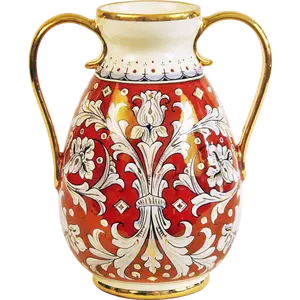 Italian pottery home decoration italian style 30cm ceramic vase hand painted in Italy with pure gold and with handles