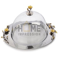 Nouveau support à gâteau en aluminium au design antique avec dôme en verre, écologique, compatible lave-vaisselle, multifonction, accessoires de cuisine pour la maison