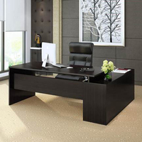 Bureau de direction en MDF noir, taille standard, mobilier de bureau moderne, table de bureau en bois, bureau en forme de L