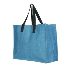 Bolsas de compras de arpillera de yute azul ecológicas del fabricante de la India con impresión de logotipo personalizado, bolsa de yute lisa de moda, serigrafía - Product Image 5