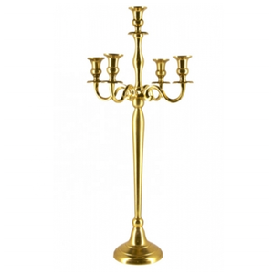 Candélabre en aluminium plaqué or Alam pour mariages, 5 bras, tailles personnalisées, décoration créative pour la maison et les mariages - Product Image 2