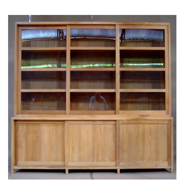 Bibliothèque de Style moderne, étagères à livres en bois Vintage, portes coulissantes en verre, meubles de salon, bibliothèque