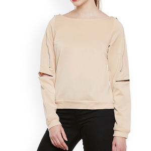 Nuevas llegadas mejor material Venta caliente toda la venta Personalizar Diseño Mujeres Liso Color marrón sólido Sudaderas - Product Image 2