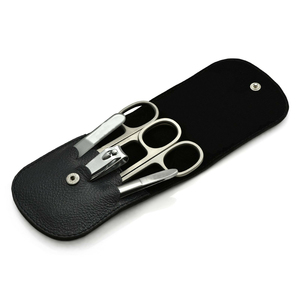 Kit de Manicura de Acero Inoxidable de 5 Piezas, Cortaúñas 5 en 1, Diseño Clásico y Lujoso, Estuche de Cuero Sintético Negro - Product Image 3