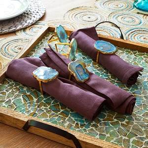 Bagues de serviettes en acier inoxydable, pour cuisine et Restaurant, à usage en Agate, pierre naturelle, résine époxy, fait à la main en inde - Product Image 2