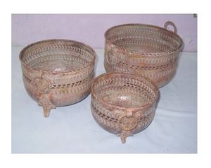 Maceta de jardín de hierro galvanizado plateado para decoración de interiores de sala de estar - Product Image 2