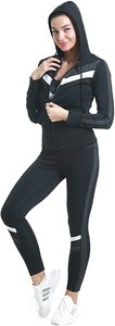 ชุดเสื้อผ้า3ชิ้นสำหรับผู้หญิง,ชุดวอร์มออกกำลังกายเล่นโยคะยืดเสื้อแจ็คเก็ตและกางเกงเลกกิ้ง - Product Image 3